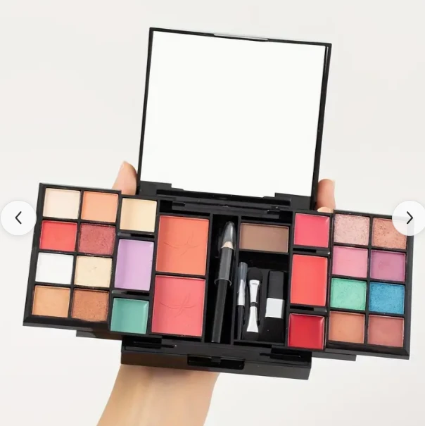 Multi-Functional Cosmetics Set For Lips, Cheeks And Eyes, Including 16-Color Eyeshadow Palette, Blush, Contour, Eyeliner, Lipstick Brush And Mirror, Multicolor Makeup Kit, Creamy Makeup Portable, Gift